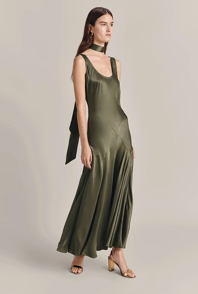 Alice Satin Scarf Green 3 Alice Satin Scarf Green