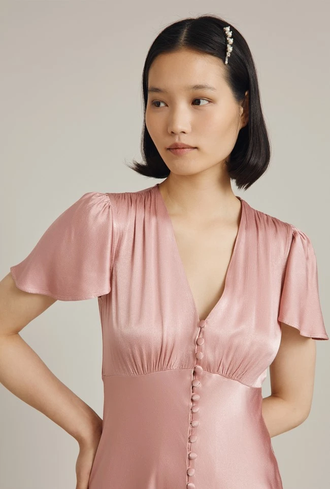 Grace Satin Midi Dress Rose 3 Grace Satin Midi Dress Rose