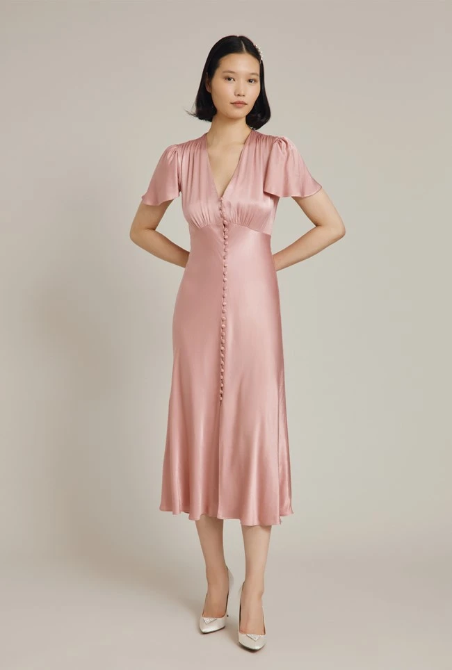Grace Satin Midi Dress Rose 4 Grace Satin Midi Dress Rose - Image 2