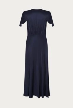 Grace Satin Midi Dress Navy -Ghost Fashion Store D04G010 K10 24130 650px 964px