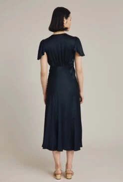 Grace Satin Midi Dress Navy -Ghost Fashion Store D04G010 K10 24134 650px 964px