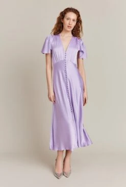 Grace Satin Midi Dress Lilac