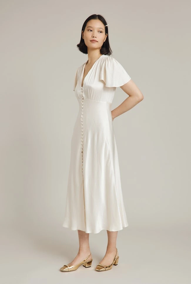 Grace Satin Midi Dress Ivory 3 Grace Satin Midi Dress Ivory