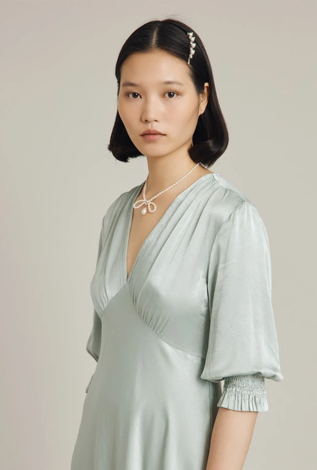 Elle Satin Midi Dress Dusty Green 4 Elle Satin Midi Dress Dusty Green - Image 2