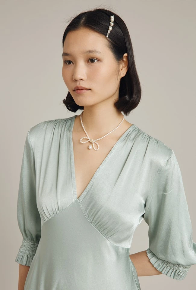 Elle Satin Midi Dress Dusty Green 5 Elle Satin Midi Dress Dusty Green - Image 3