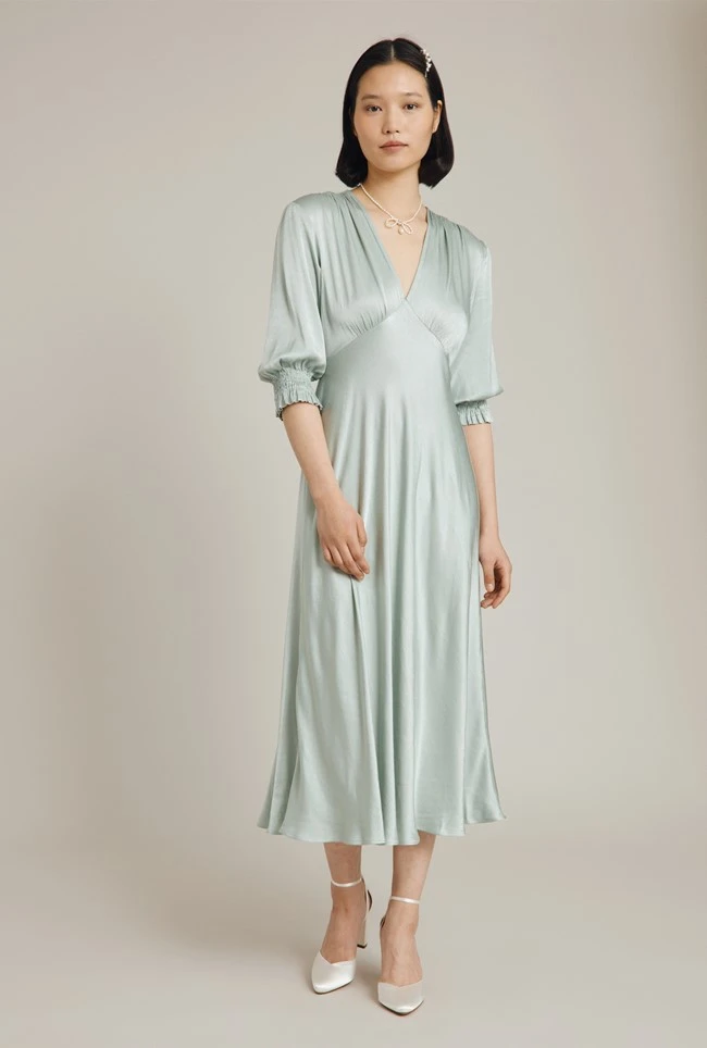 Elle Satin Midi Dress Dusty Green 3 Elle Satin Midi Dress Dusty Green