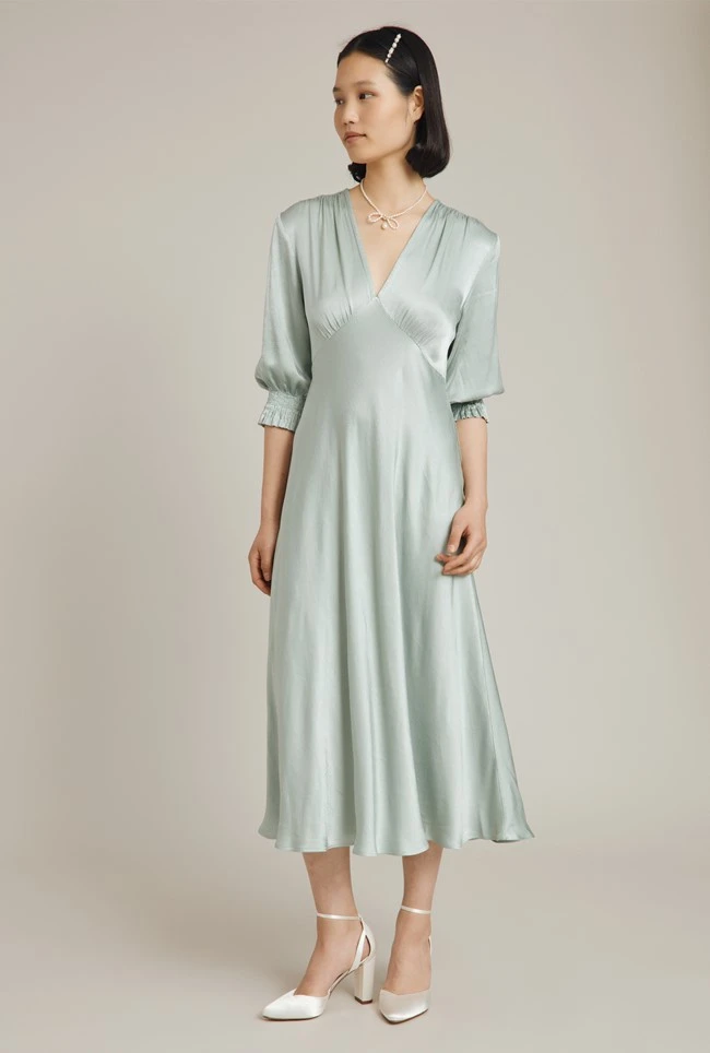 Elle Satin Midi Dress Dusty Green 7 Elle Satin Midi Dress Dusty Green - Image 5