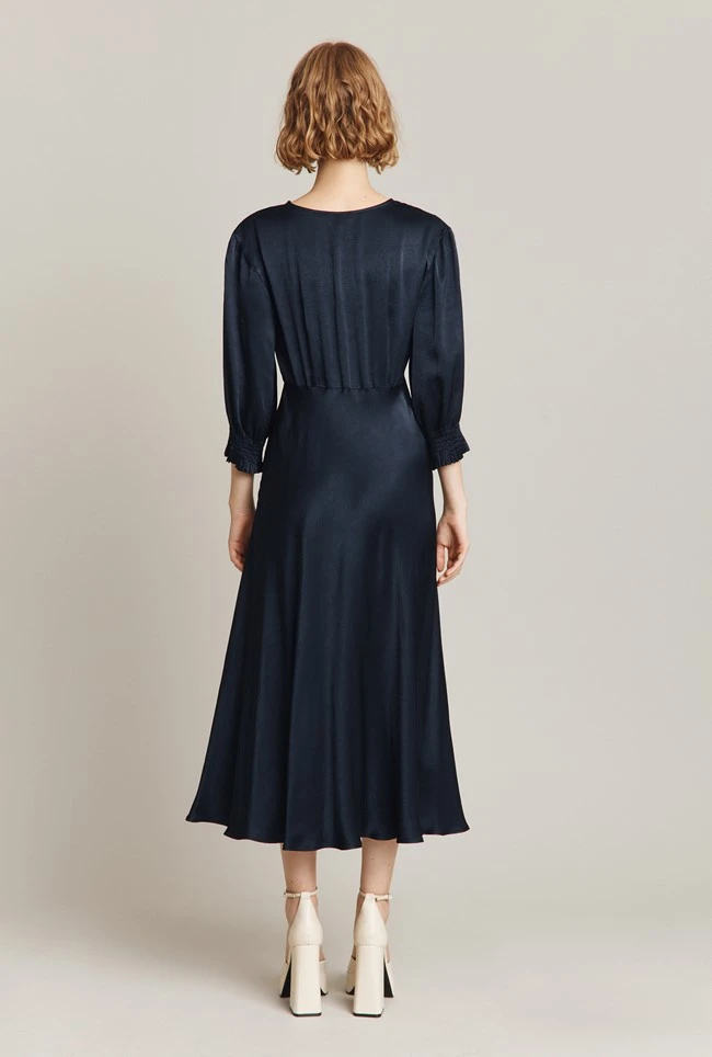 Elle Satin Midi Dress Navy 7 Elle Satin Midi Dress Navy - Image 5