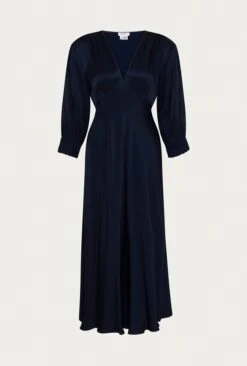Elle Satin Midi Dress Navy 14 Elle Satin Midi Dress Navy -Ghost Fashion Store D04G019 K10 26036 650px 964px