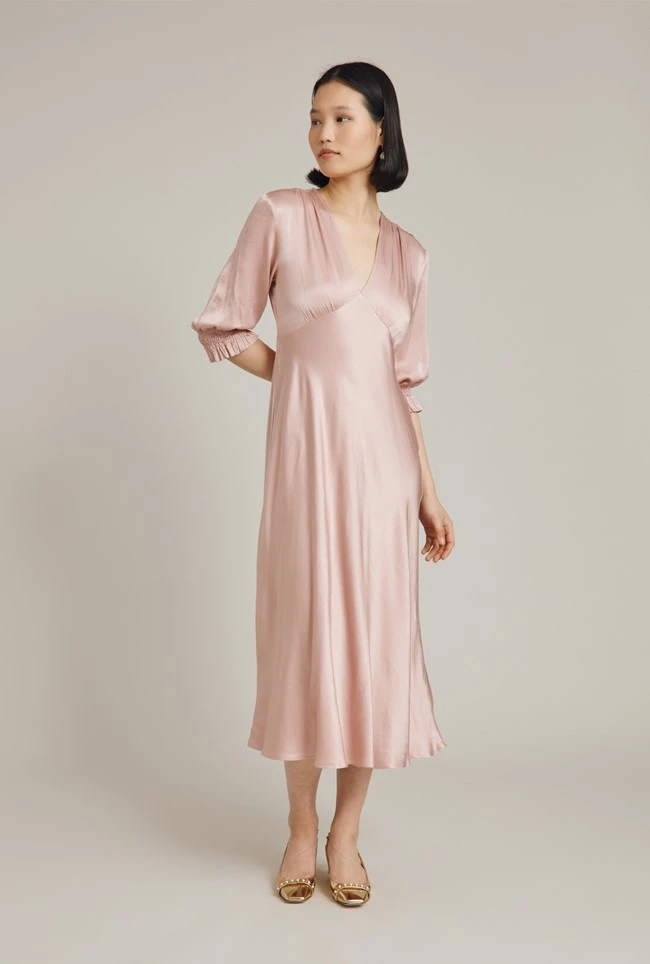 Elle Satin Midi Dress Boudoir Pink 4 Elle Satin Midi Dress Boudoir Pink - Image 2