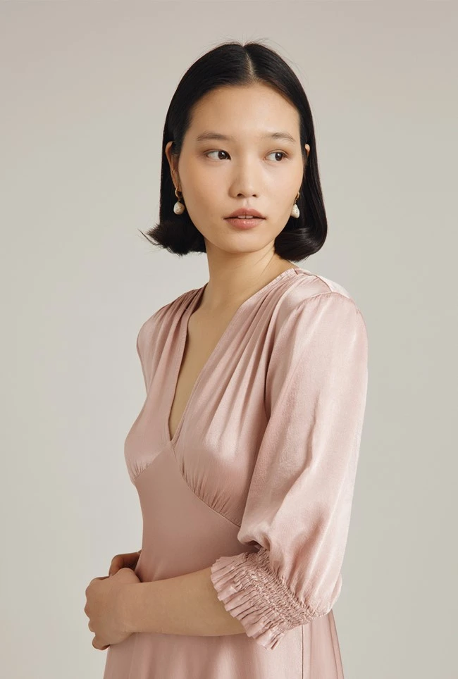 Elle Satin Midi Dress Boudoir Pink 5 Elle Satin Midi Dress Boudoir Pink - Image 3