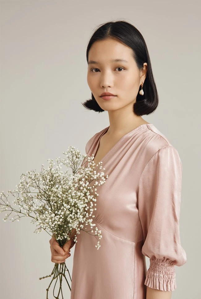 Elle Satin Midi Dress Boudoir Pink 7 Elle Satin Midi Dress Boudoir Pink - Image 5