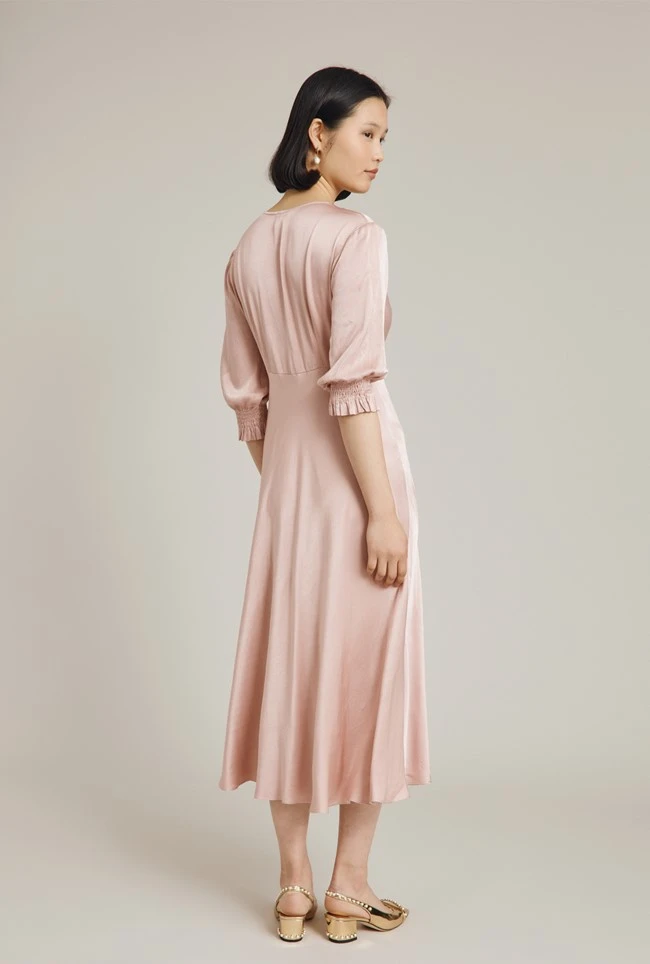 Elle Satin Midi Dress Boudoir Pink 6 Elle Satin Midi Dress Boudoir Pink - Image 4