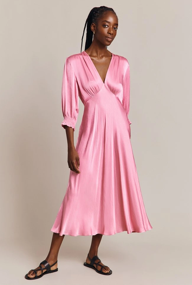 Elle Satin Midi Dress Light Pink 5 Elle Satin Midi Dress Light Pink - Image 3