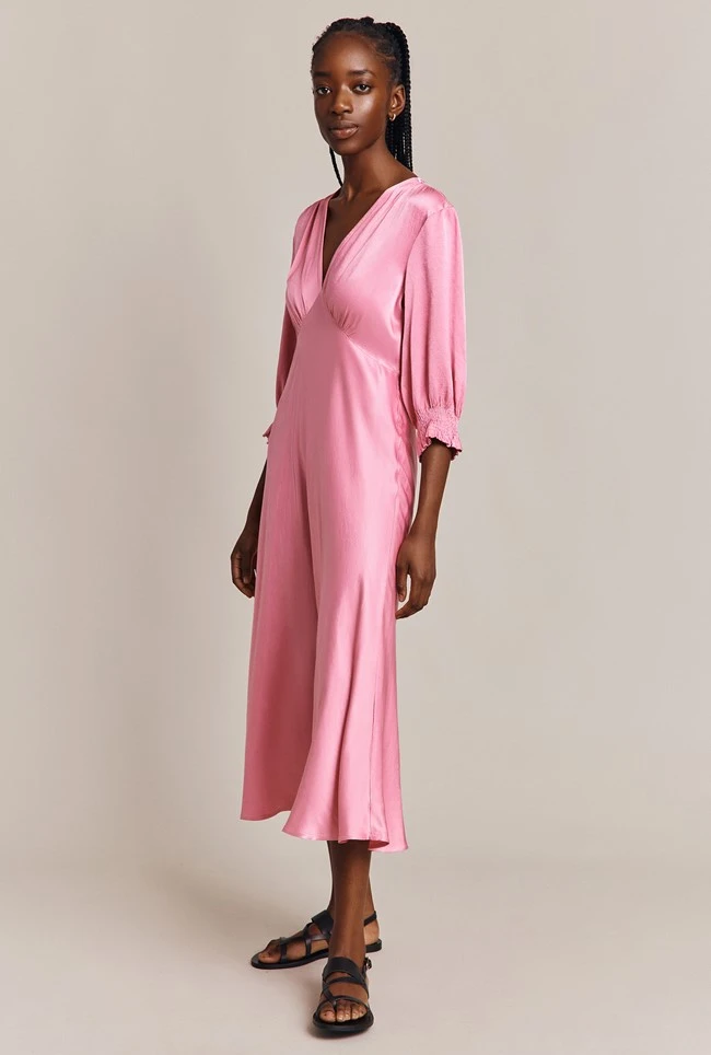 Elle Satin Midi Dress Light Pink 6 Elle Satin Midi Dress Light Pink - Image 4