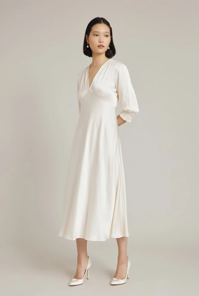 Elle Satin Midi Dress Ivory 4 Elle Satin Midi Dress Ivory - Image 2