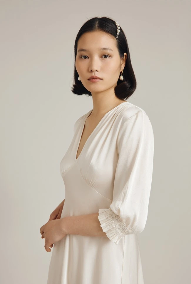 Elle Satin Midi Dress Ivory 3 Elle Satin Midi Dress Ivory