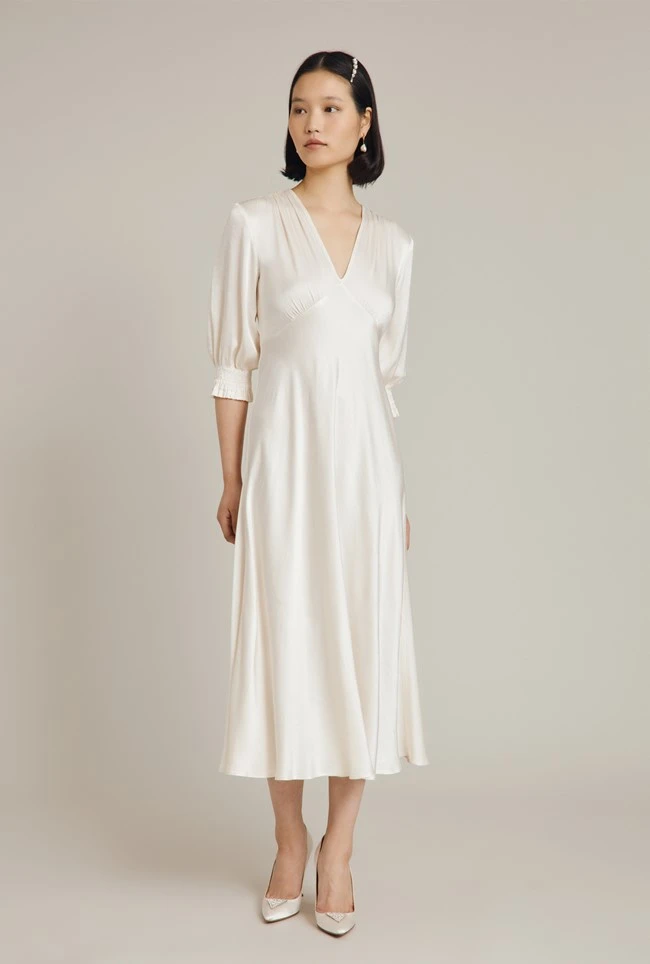 Elle Satin Midi Dress Ivory 5 Elle Satin Midi Dress Ivory - Image 3