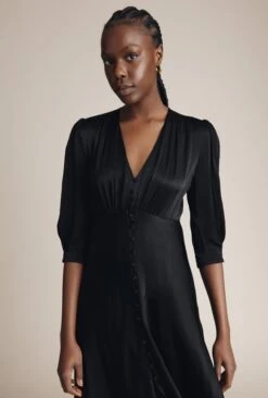 Madison Satin Midi Dress Black -Ghost Fashion Store D05G001 A01 25307 650px 964px