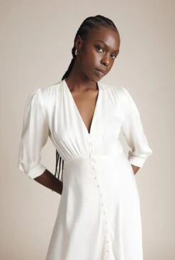 Madison Satin Midi Dress Ivory -Ghost Fashion Store D05G001 M12 25428 650px 964px