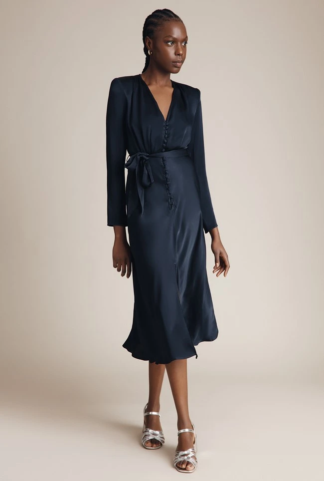 Meryl Satin Midi Dress Navy 4 Meryl Satin Midi Dress Navy - Image 2