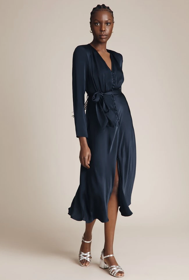 Meryl Satin Midi Dress Navy 6 Meryl Satin Midi Dress Navy - Image 4