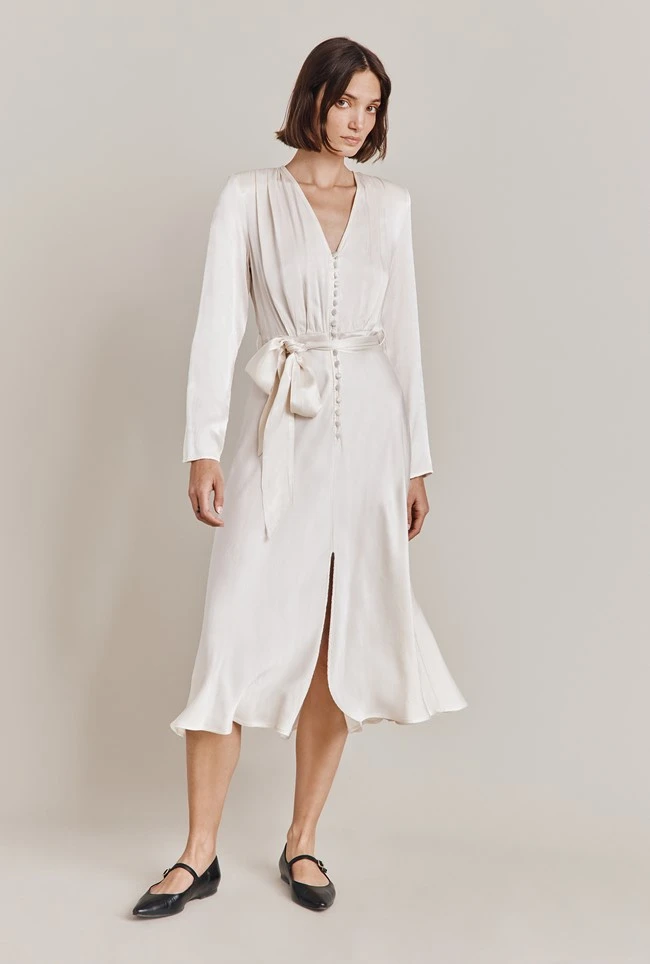 Meryl Satin Midi Dress Ivory 3 Meryl Satin Midi Dress Ivory