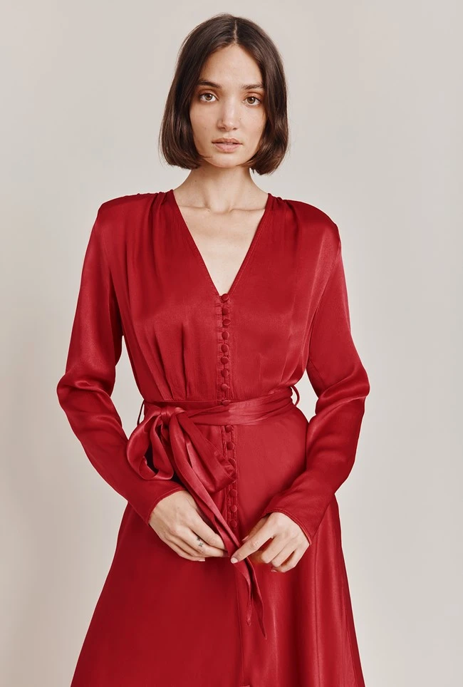 Meryl Satin Midi Dress Rosey Red 4 Meryl Satin Midi Dress Rosey Red - Image 2