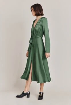 Meryl Satin Midi Dress Fir -Ghost Fashion Store D05G002A J77 28755 650px 964px