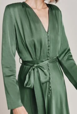 Meryl Satin Midi Dress Fir -Ghost Fashion Store D05G002A J77 28999 650px 964px