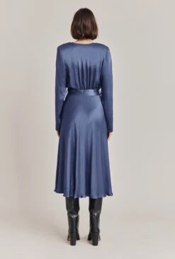 Meryl Satin Midi Dress Dark Blue -Ghost Fashion Store D05G002A K06 28767 650px 964px