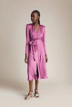 Meryl Satin Midi Dress Bright Mauve