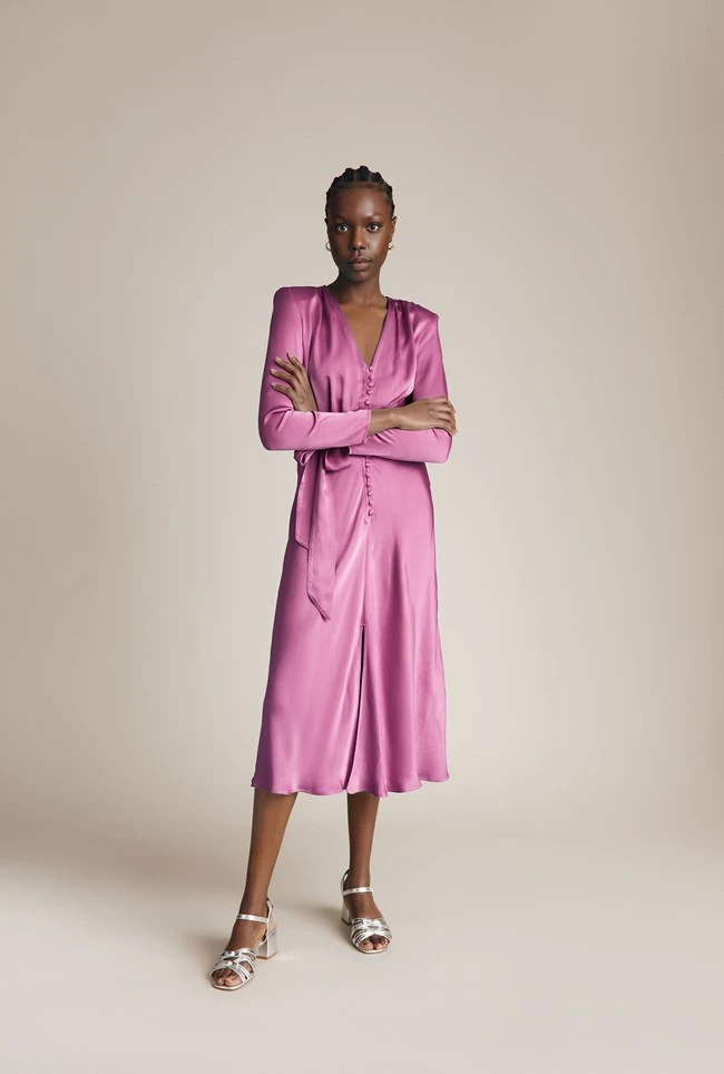 Meryl Satin Midi Dress Bright Mauve 4 Meryl Satin Midi Dress Bright Mauve - Image 2