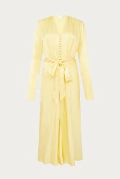 Meryl Satin Midi Dress Butter -Ghost Fashion Store D05G002A M09 27537 650px 964px