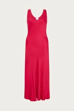 Palm Hot Pink Satin Slip Midi Dress Hot Pink -Ghost Fashion Store D05G003 H38 25602 650px 964px