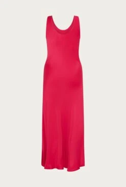 Palm Hot Pink Satin Slip Midi Dress Hot Pink -Ghost Fashion Store D05G003 H38 25605 650px 964px