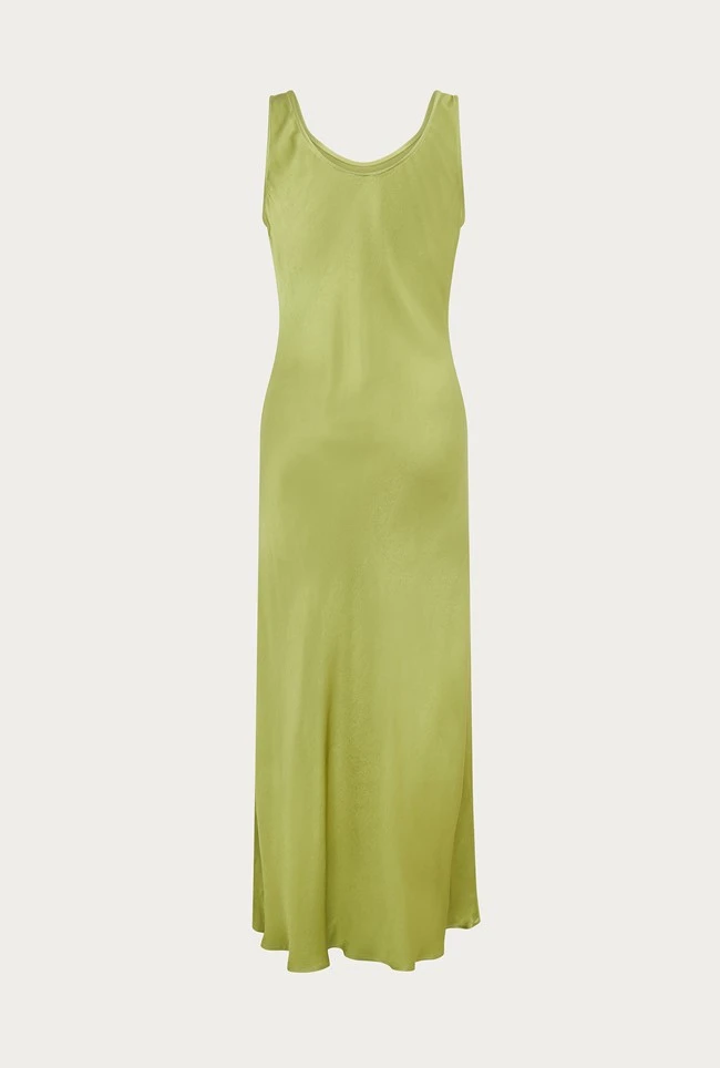 Palm Satin Slip Midi Dress Olive 5 Palm Satin Slip Midi Dress Olive - Image 3