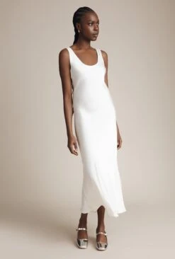 Palm Satin Slip Midi Dress Ivory -Ghost Fashion Store D05G003 M12 27499 650px 964px