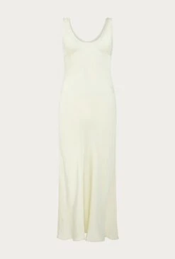 Palm Satin Slip Midi Dress Ivory -Ghost Fashion Store D05G003 M12 27501 650px 964px
