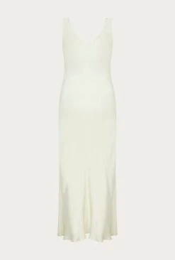 Palm Satin Slip Midi Dress Ivory -Ghost Fashion Store D05G003 M12 27502 650px 964px