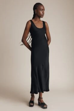 Palm Satin Slip Midi Dress Black 8 Palm Satin Slip Midi Dress Black -Ghost Fashion Store D05G003A A01 29023 650px 964px