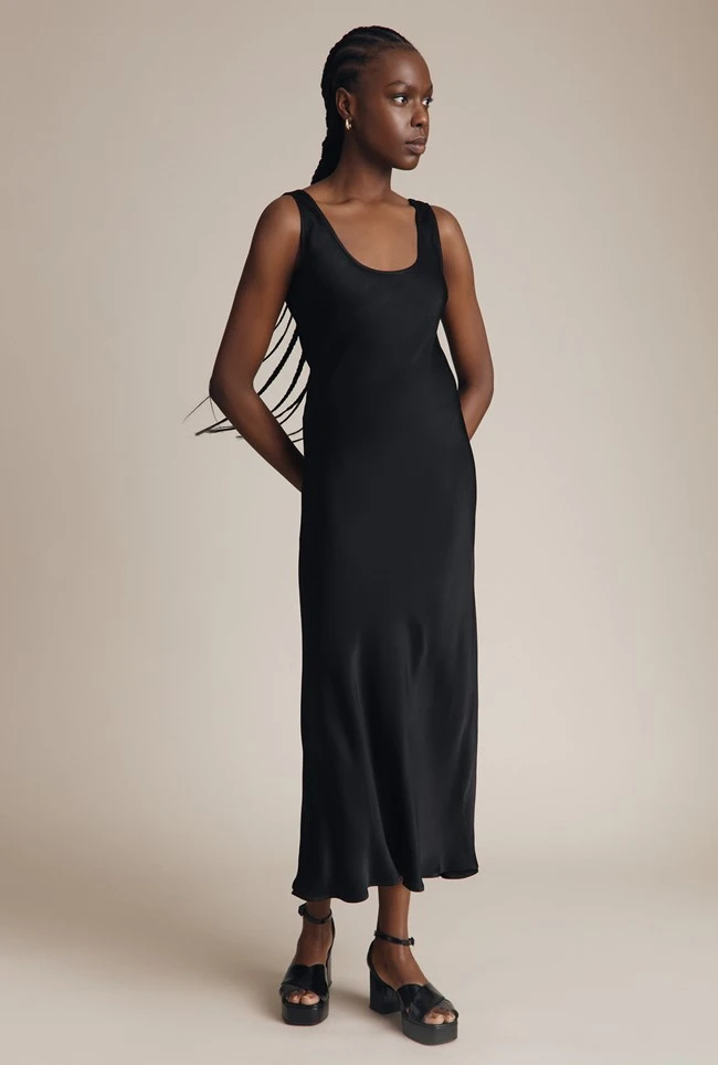 Palm Satin Slip Midi Dress Black 5 Palm Satin Slip Midi Dress Black - Image 3