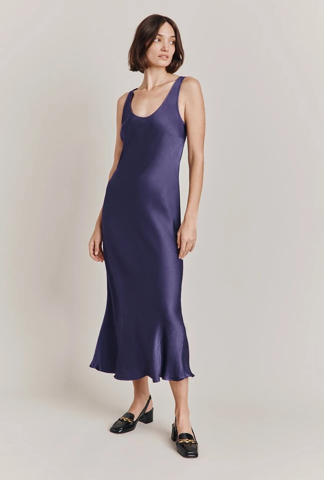 Palm Satin Slip Midi Dress Purple 4 Palm Satin Slip Midi Dress Purple - Image 2