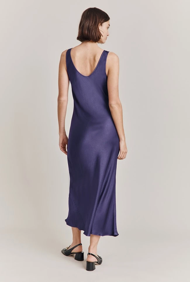 Palm Satin Slip Midi Dress Purple 6 Palm Satin Slip Midi Dress Purple - Image 4
