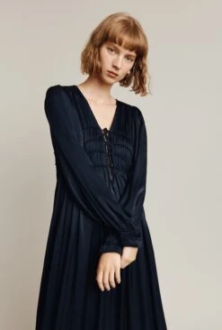 Violet Satin Midi Dress Navy 12 Violet Satin Midi Dress Navy -Ghost Fashion Store D05G026 K10 26256 650px 964px