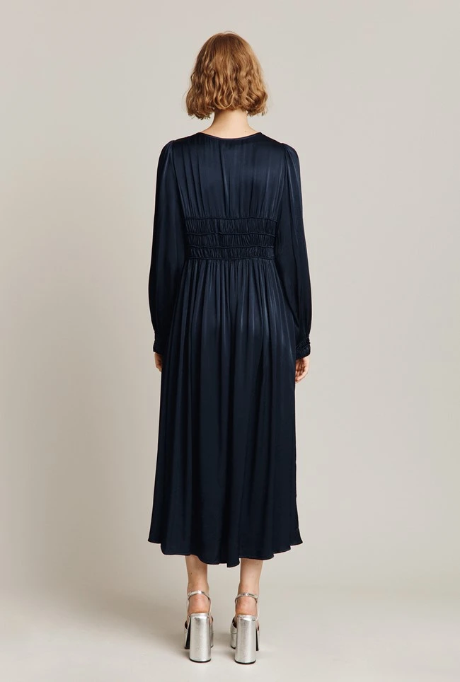 Violet Satin Midi Dress Navy 7 Violet Satin Midi Dress Navy - Image 5