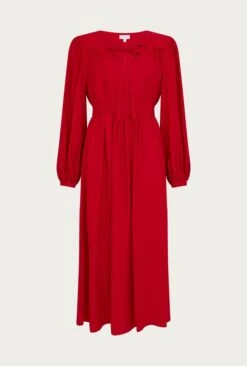 Rose Crepe Midi Dress Red -Ghost Fashion Store D05G039 G01 25376 650px 964px