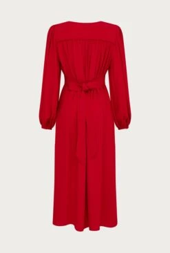 Rose Crepe Midi Dress Red -Ghost Fashion Store D05G039 G01 25377 650px 964px