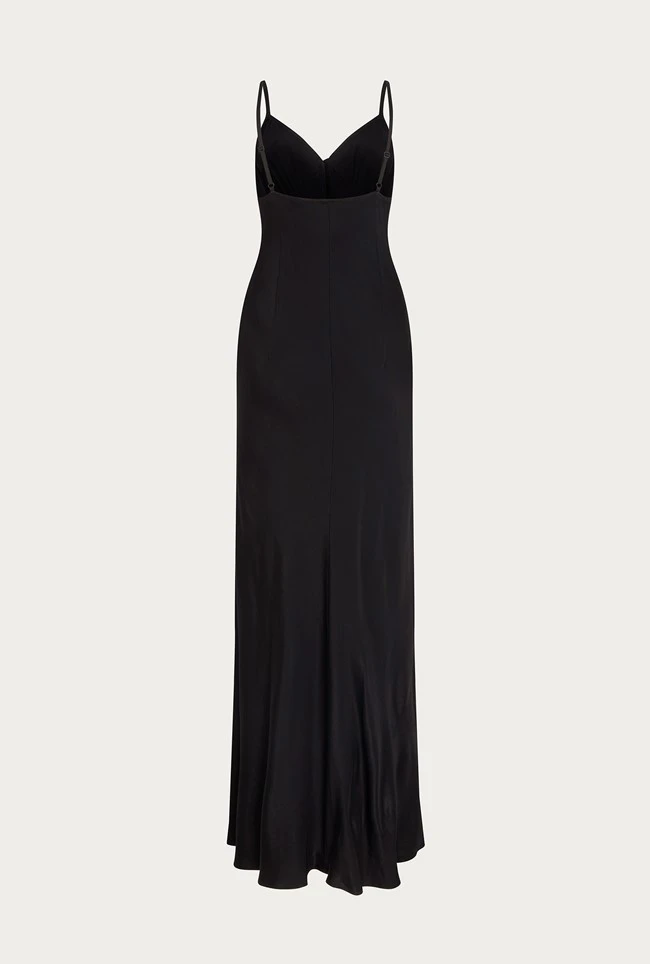 Sariyah Satin Maxi Dress Black 7 Sariyah Satin Maxi Dress Black - Image 5