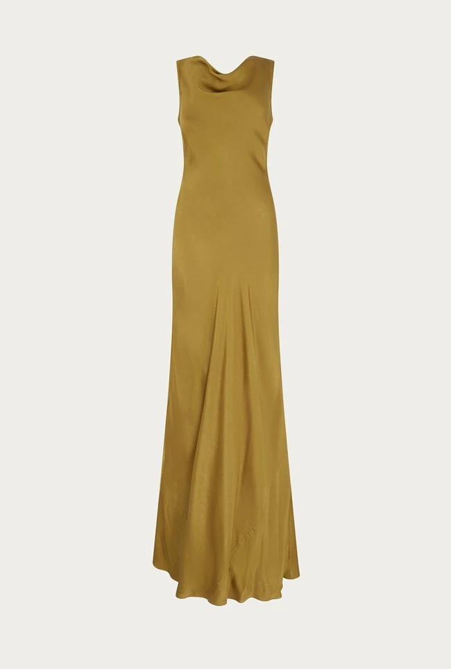 Ada Satin Maxi Dress Olive 7 Ada Satin Maxi Dress Olive - Image 5